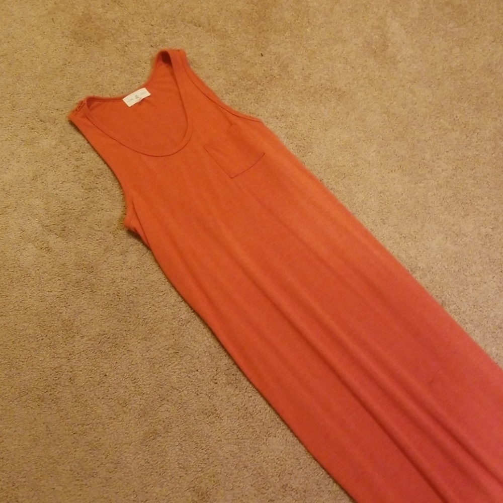 Heather Orange maxi dress with decorated back